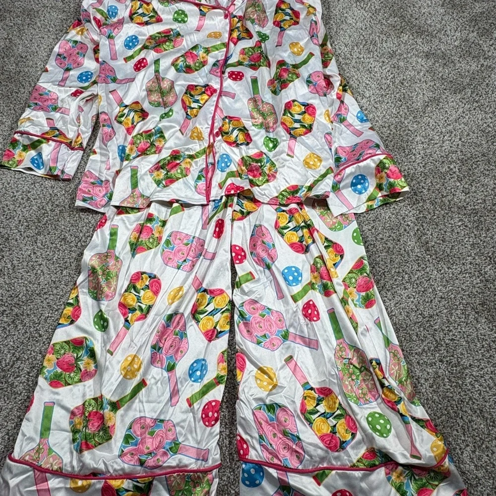 Vibrant Multicolor Women's Pickleball Pajama Set - Picture 2 of 5